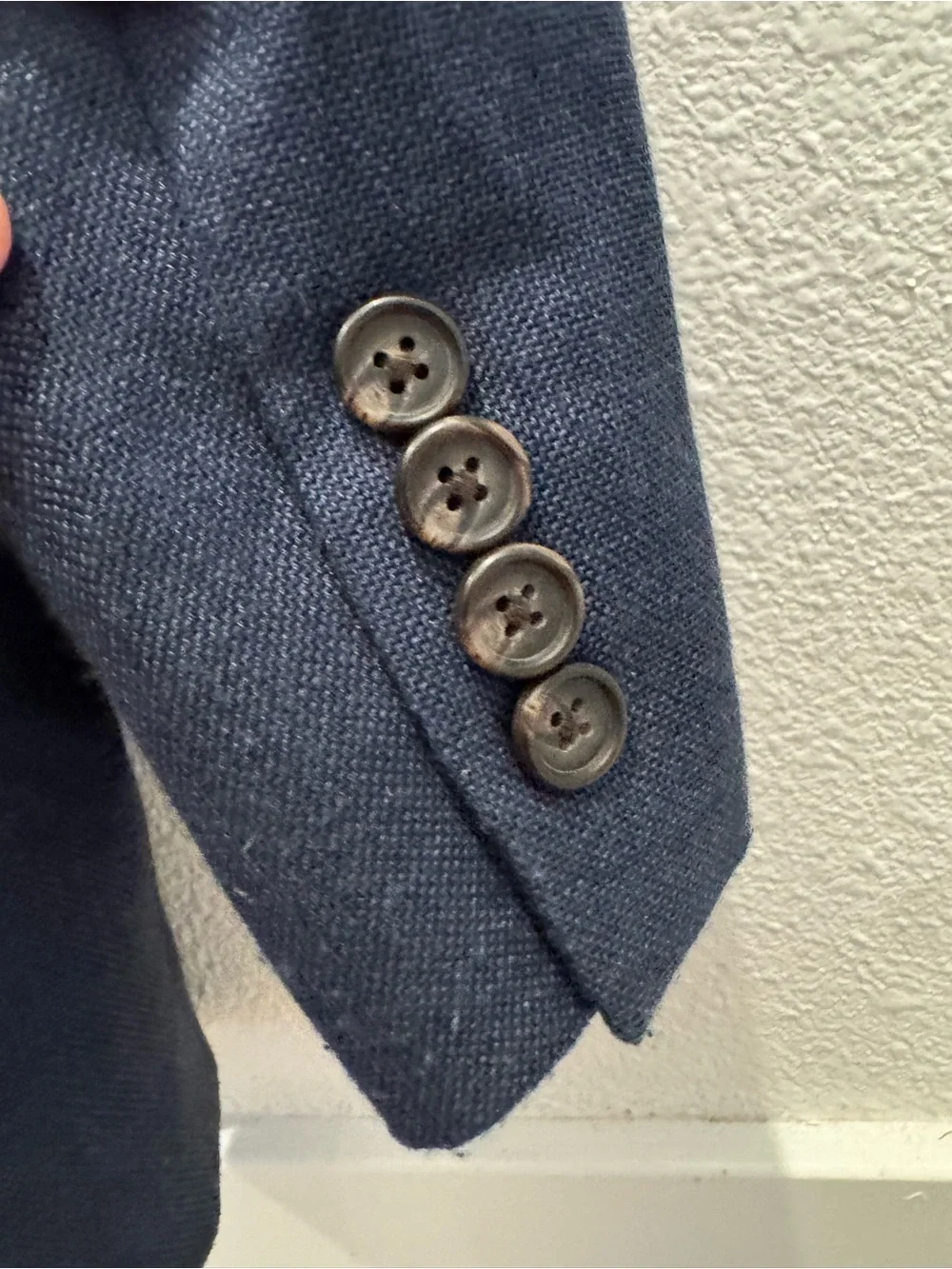 Lauren Ralph Lauren is a gray-blue suit jacket/blazer w/ classic 2button closure